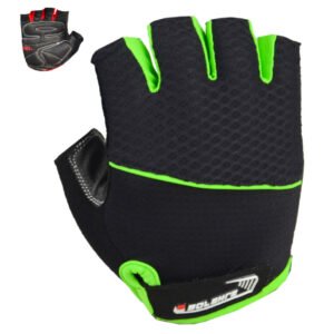 70-011 GUANTES SOLHERE DEDO CORTO TRANSPIRABLES NEGRO/VERDE
