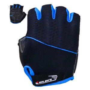 70-014 GUANTES SOLHERE DEDO CORTO TRANSPIRABLES NEGRO/AZUL