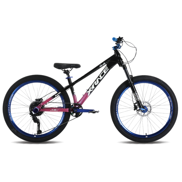 BICICLETA X-RACE APEX STUNT SHIMANO 9V. H. SUSPENSIÓN 26" NEGRA/ROSA
