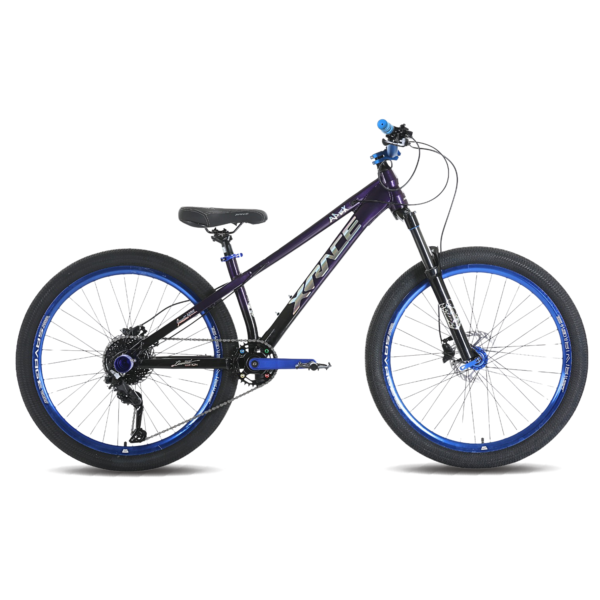 BICICLETA XRACE APEX STUNT SHIMANO 9V. H. SUSPENSIÓN 26" MORADA/SILVER